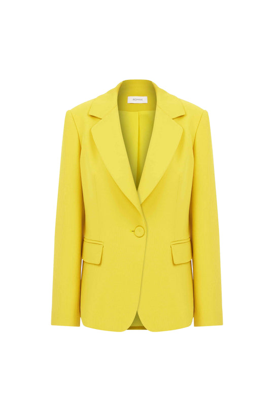 Sunflower Single Button Yellow Women's Blazer --[YELLOW]