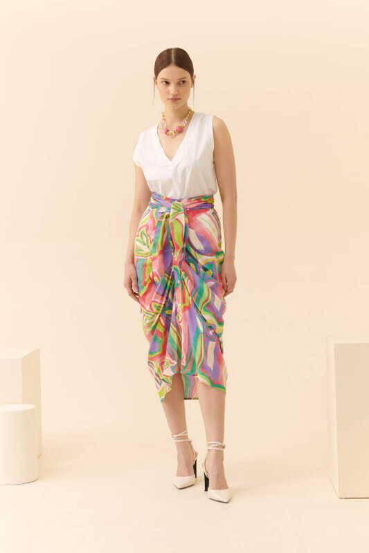Pastel Ruched Midi Skirt --[ORIGINAL]