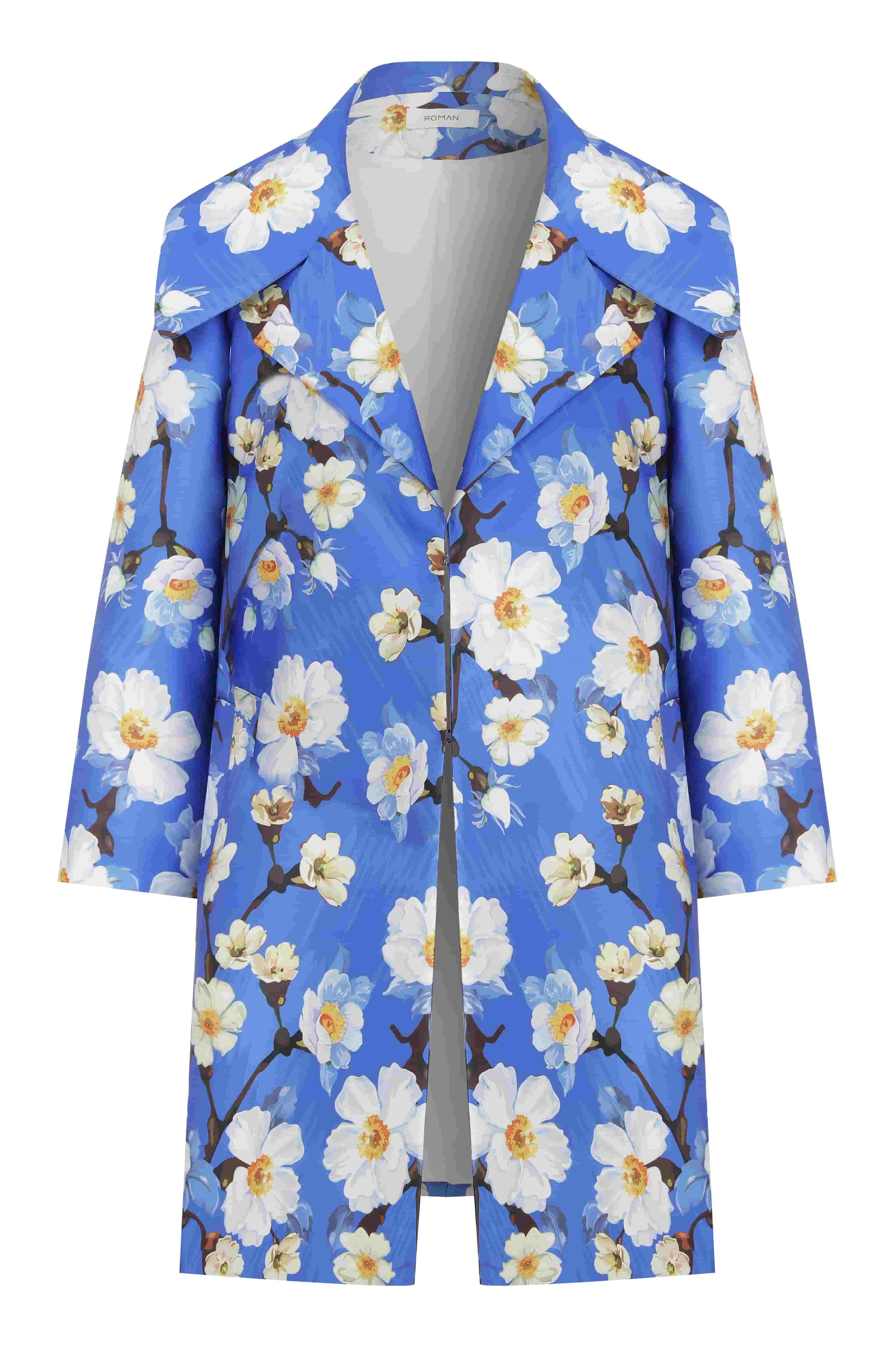 Women Sky Blue Jaquard Coat