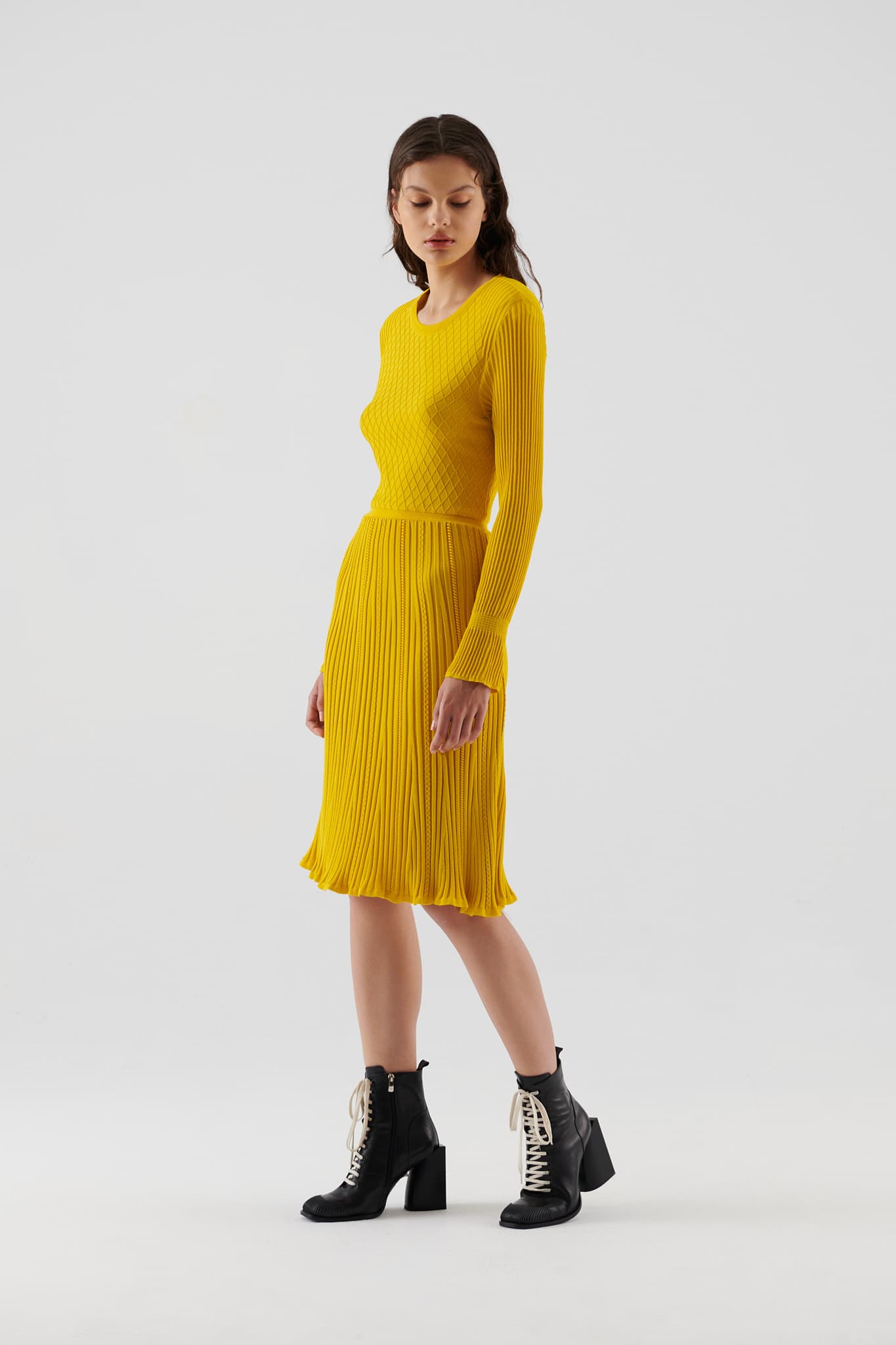 Sunshine Yellow Knitwear Dress --[YELLOW]