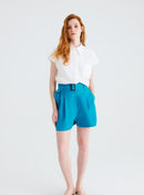 Turquoise Belt Detailed Shorts-- [TURQUOISE]