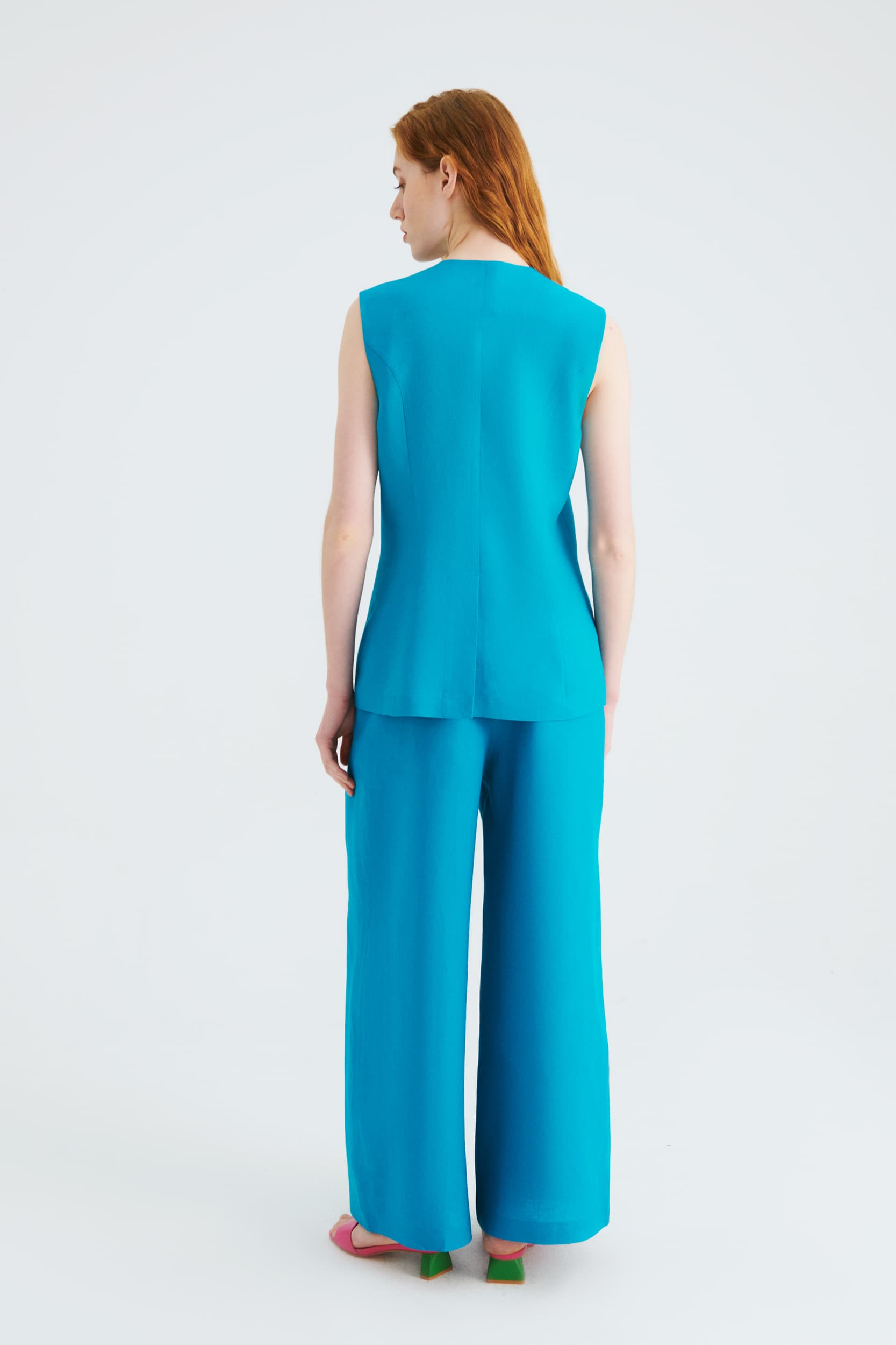 Wide Leg Trousers -- [TURQUOISE]