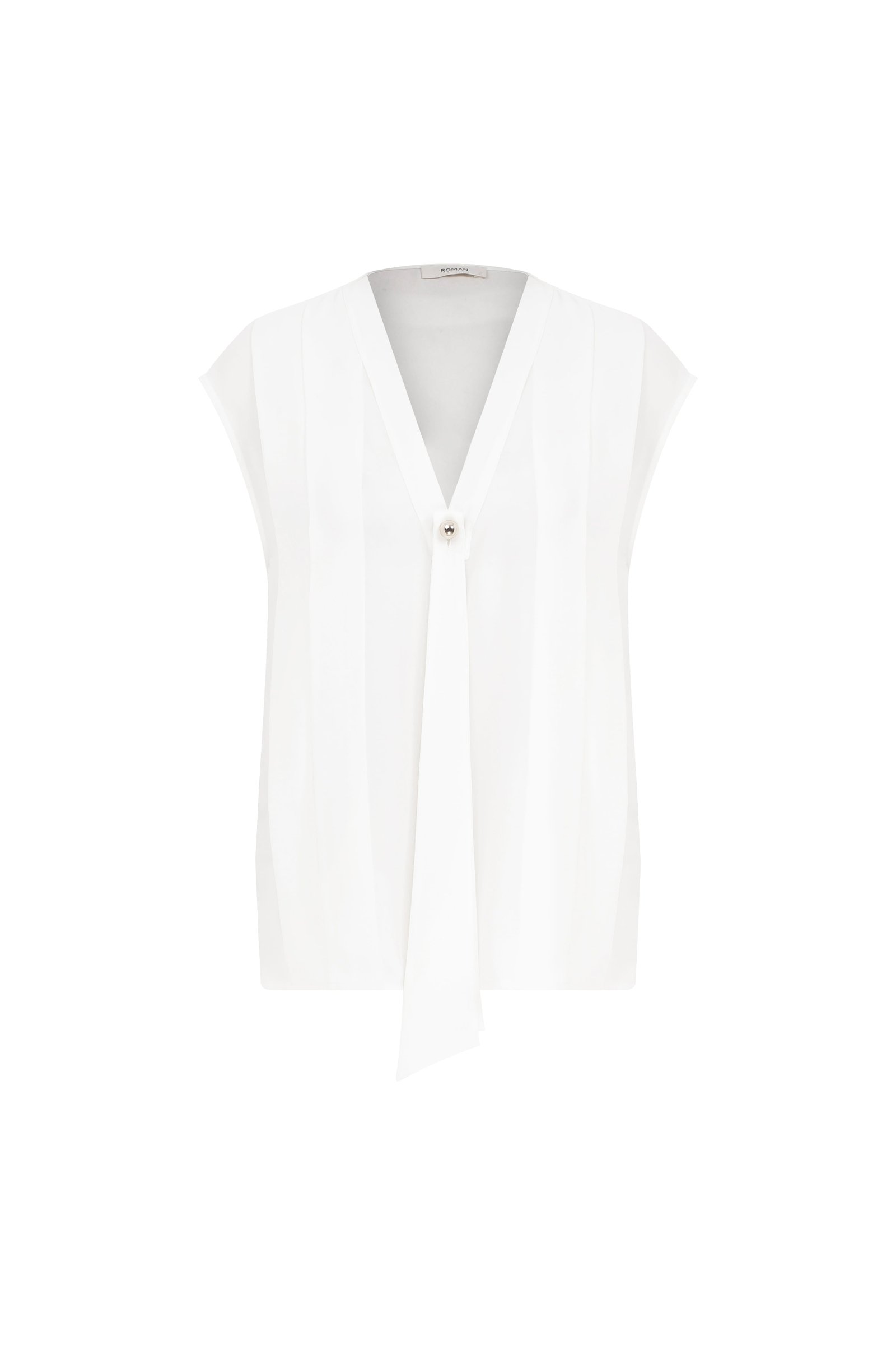 Elegant V-Neck Sheer Cream Blouse --[ECRU]