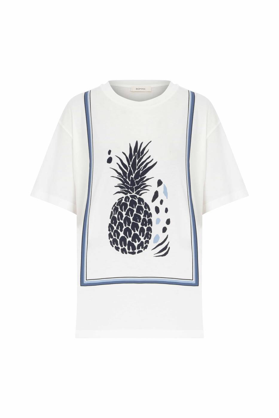 White Pineapple Print Women's T-shirt --[WHITE]