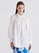 White Shirt with Pleated Collar-Conscious Product--[WHITE]