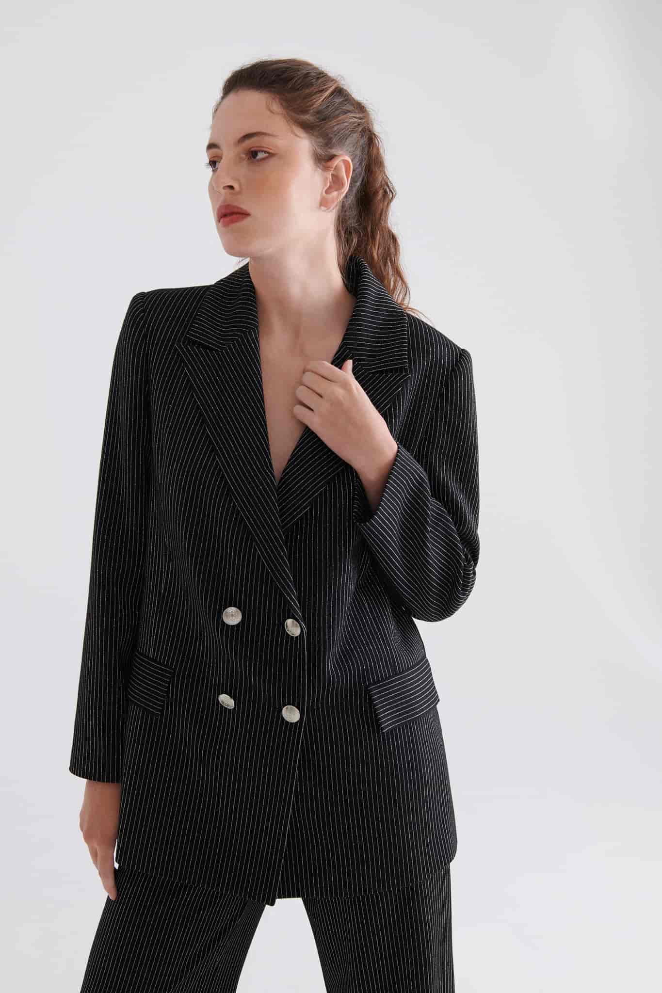 Workaholic Buttoned Striped Women's Jacket --[ORIGINAL]