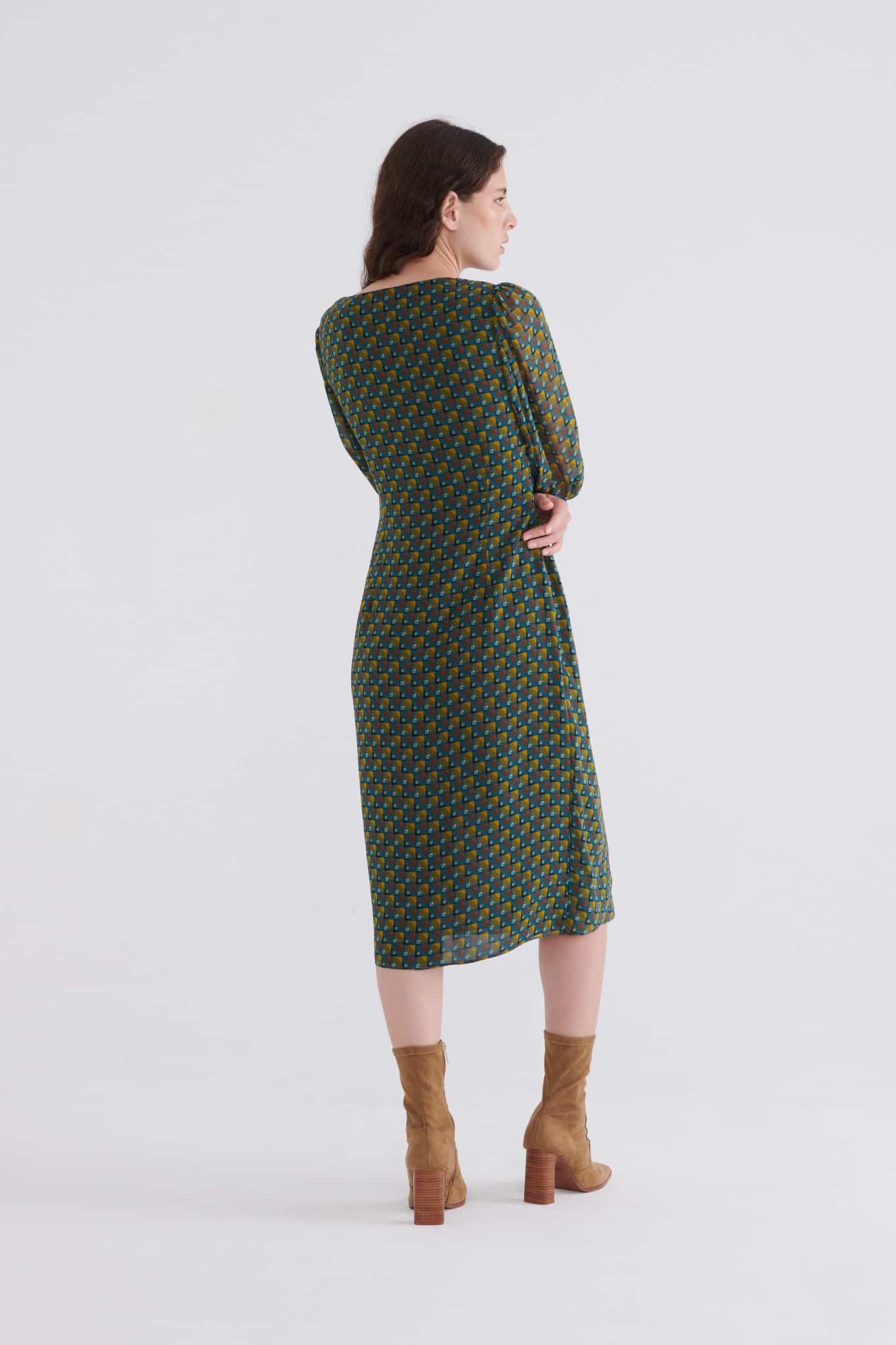 Wrap Style Patterned Casual Midi Dress --[ORIGINAL]