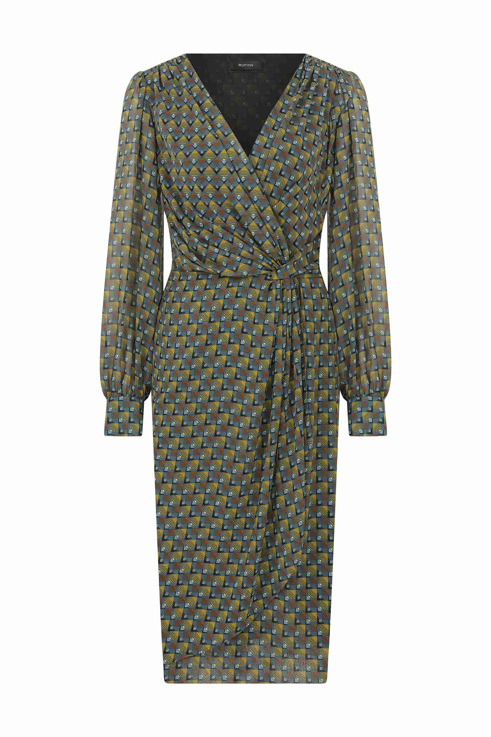 Wrap Style Patterned Casual Midi Dress --[ORIGINAL]