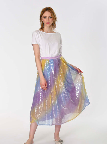 ROMAN USA-Mermaid Sequin Tea Skirt-- [ORIGINAL]