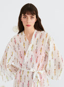 White Fish Patterned Belt Detailed Kimono -- [ORIGINAL]