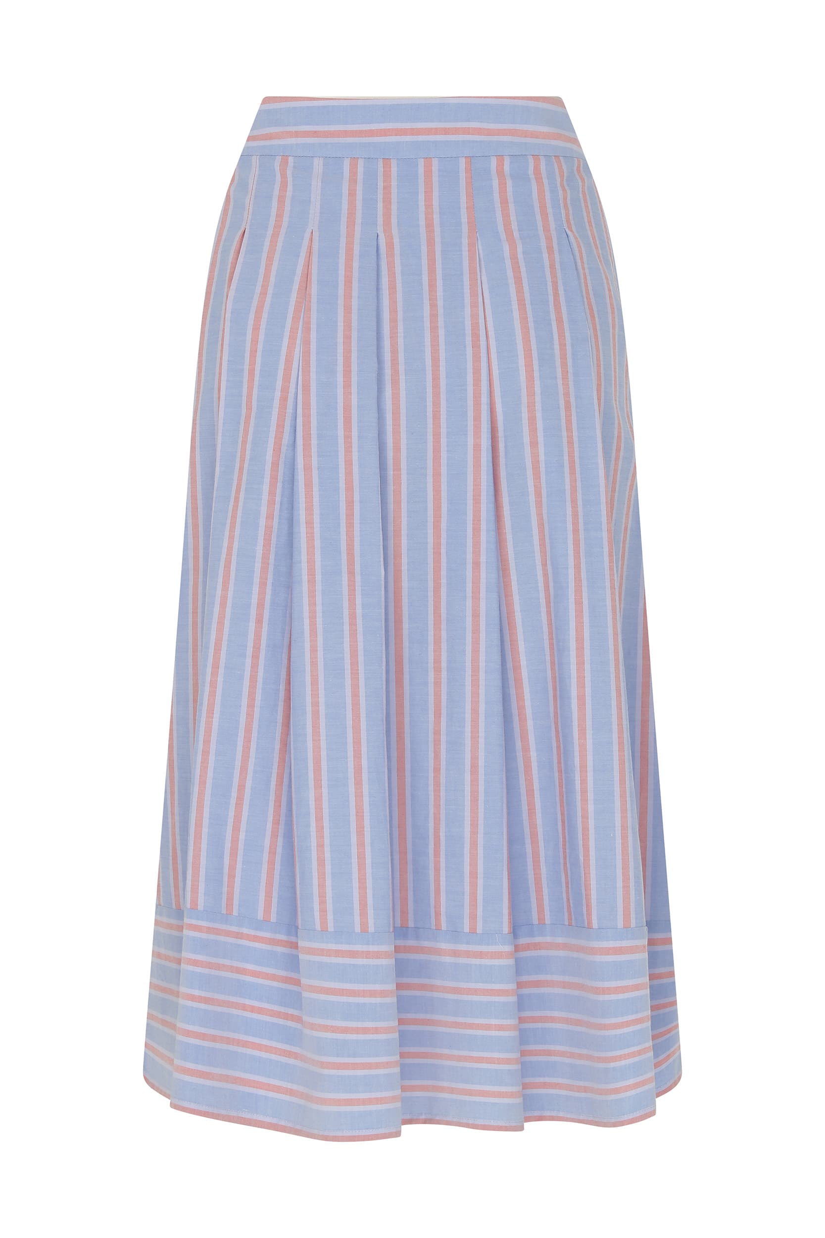 Blue Pink Line Patterened Pleated Skirt -- [ORIGINAL]