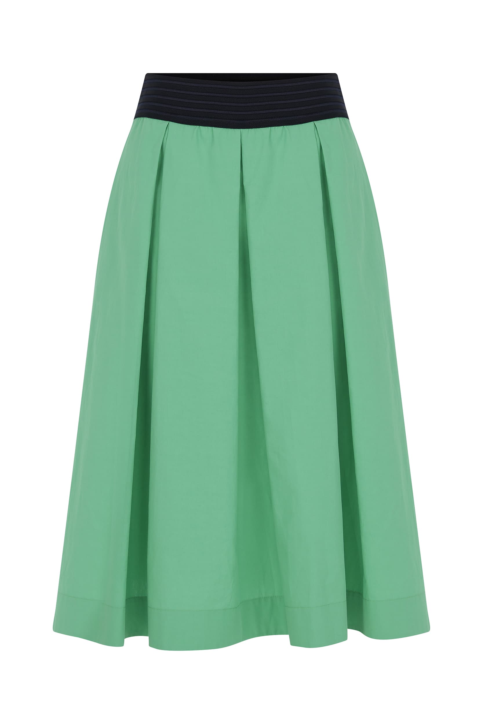 Elastic Waist Pleated Green Skirt -- [GREEN]