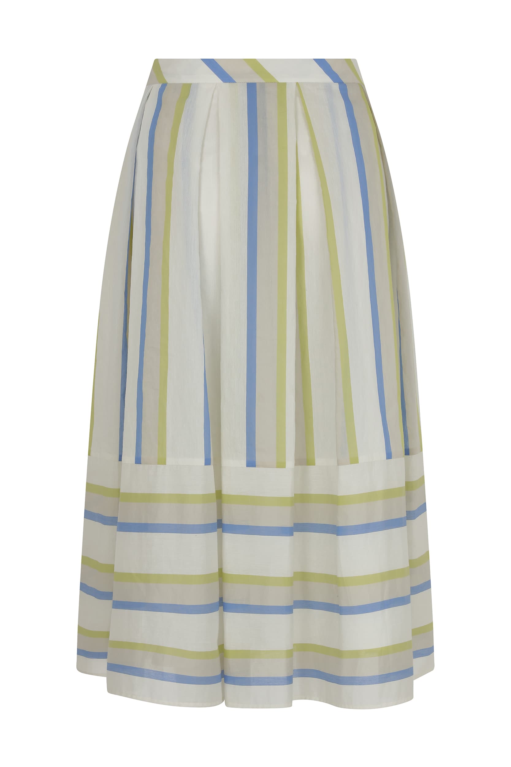 White blue yellow Lining Midi Skirt -- [ORIGINAL]