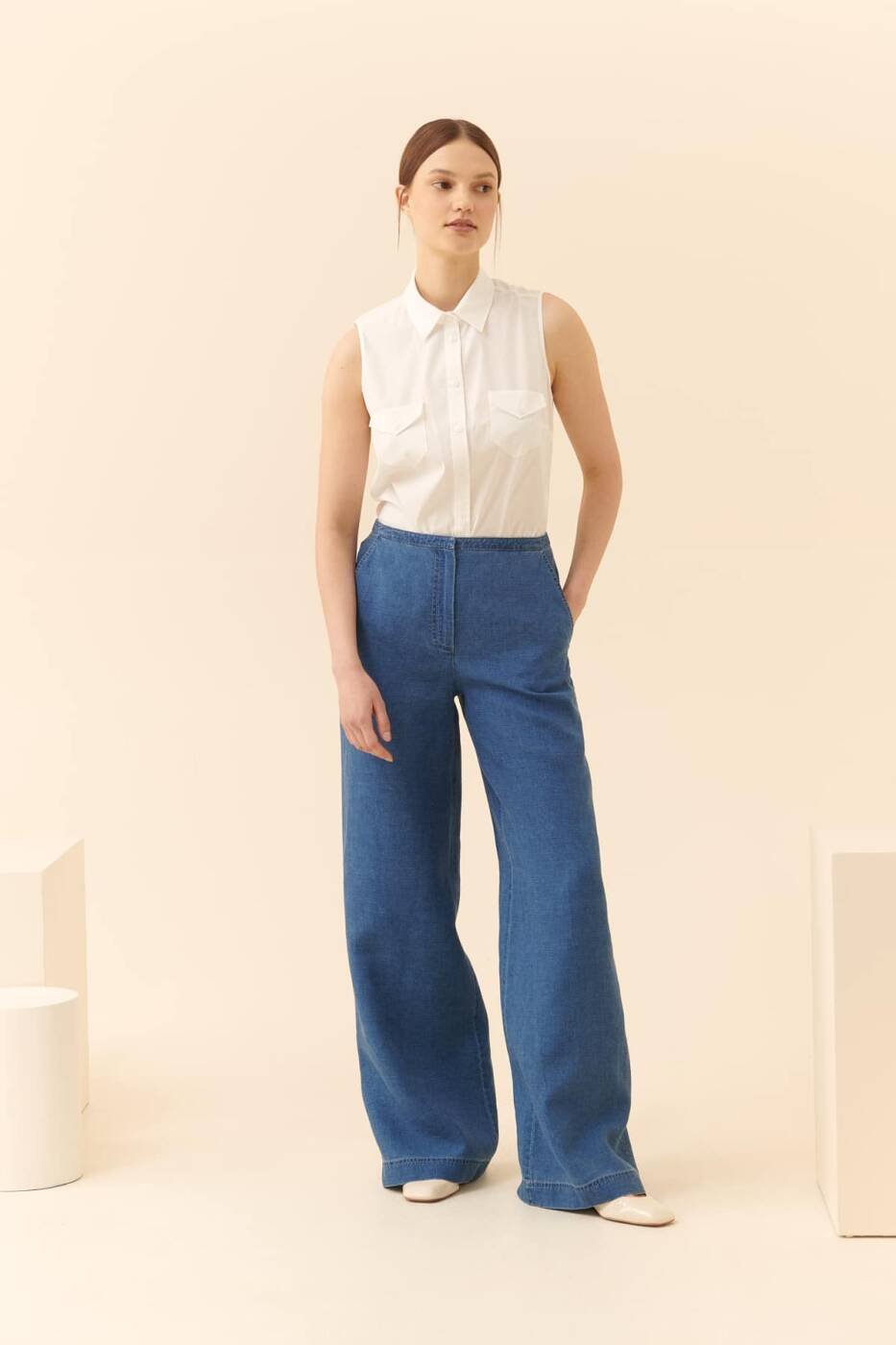 Jeans vibe baggy Trousers --[NAVY]