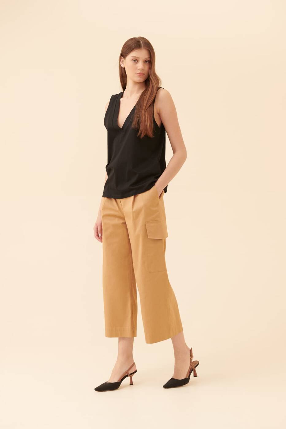 Khaki Cargo Fusion Capri --[BROWN]