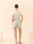 Side Pockets Grey Shorts --[GREY]