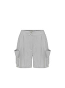 Side Pockets Grey Shorts --[GREY]