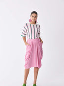 ROMAN USA-Greco Draped Tea Skirt-- [PINK]