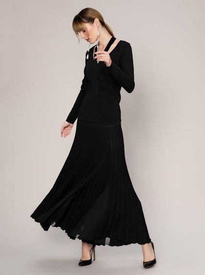 ROMAN USA-V-Neck Cutout Ribbed Sweater-- [OFF - WHITE]