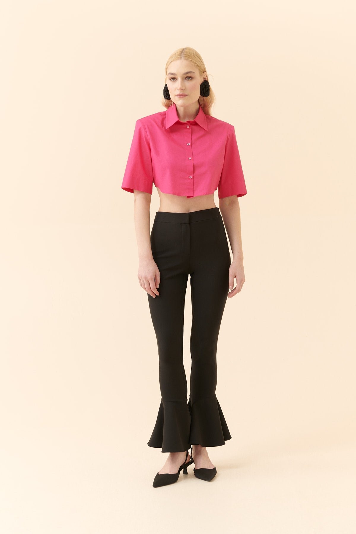 Crop Poplin Fuchsia Women's Shirt --[FUCHSIA]