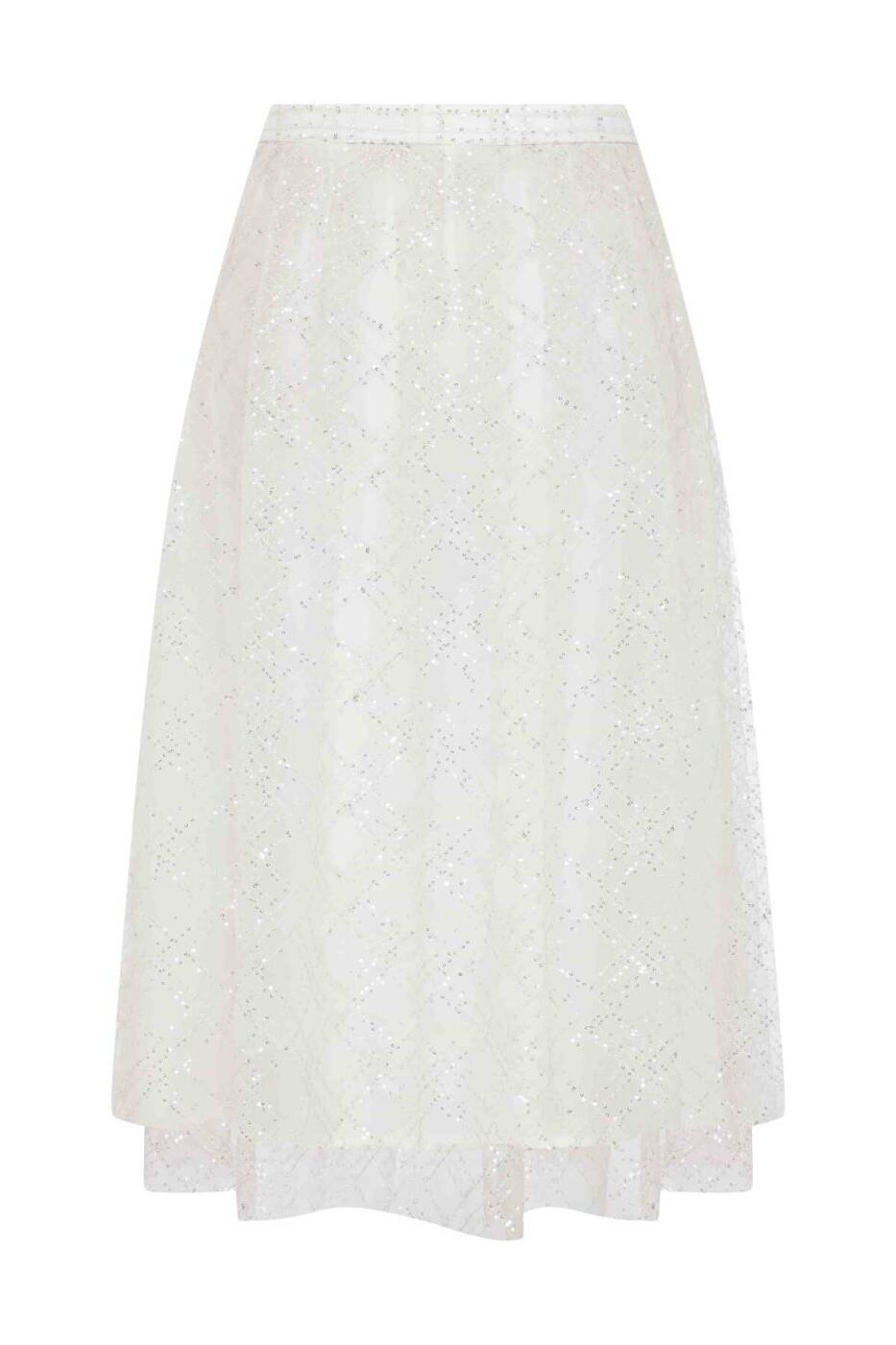 Sparkle Queen Sequined Midi Skirt --[ECRU]