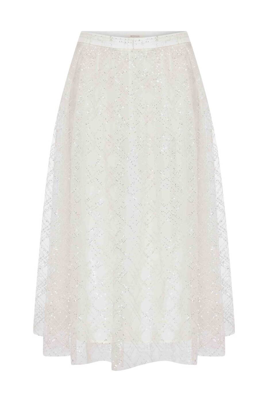 Sparkle Queen Sequined Midi Skirt --[ECRU]