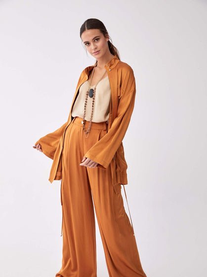 ROMAN USA-Wide Leg Cargo Pocket Pant-- [MUSTARD]